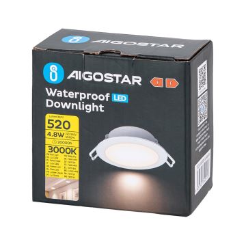 Aigostar - LED Kúpeľňové podhľadové svietidlo LED/4,8W/230V 3000K biela IP65