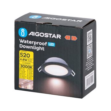 Aigostar - LED Kúpeľňové podhľadové svietidlo LED/4,8W/230V 3000K čierna IP65