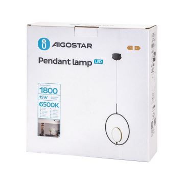 Aigostar - LED Luster na lanku LED/15W/230V 2700K čierna/zlatá
