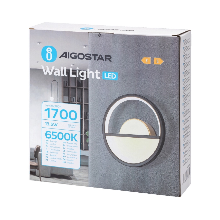 Aigostar - LED Nástenné svietidlo LED/13,5W/230V 6500K čierna/zlatá