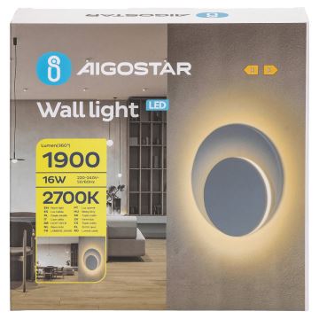 Aigostar - LED Nástenné svietidlo LED/16W/230V 2700K biela
