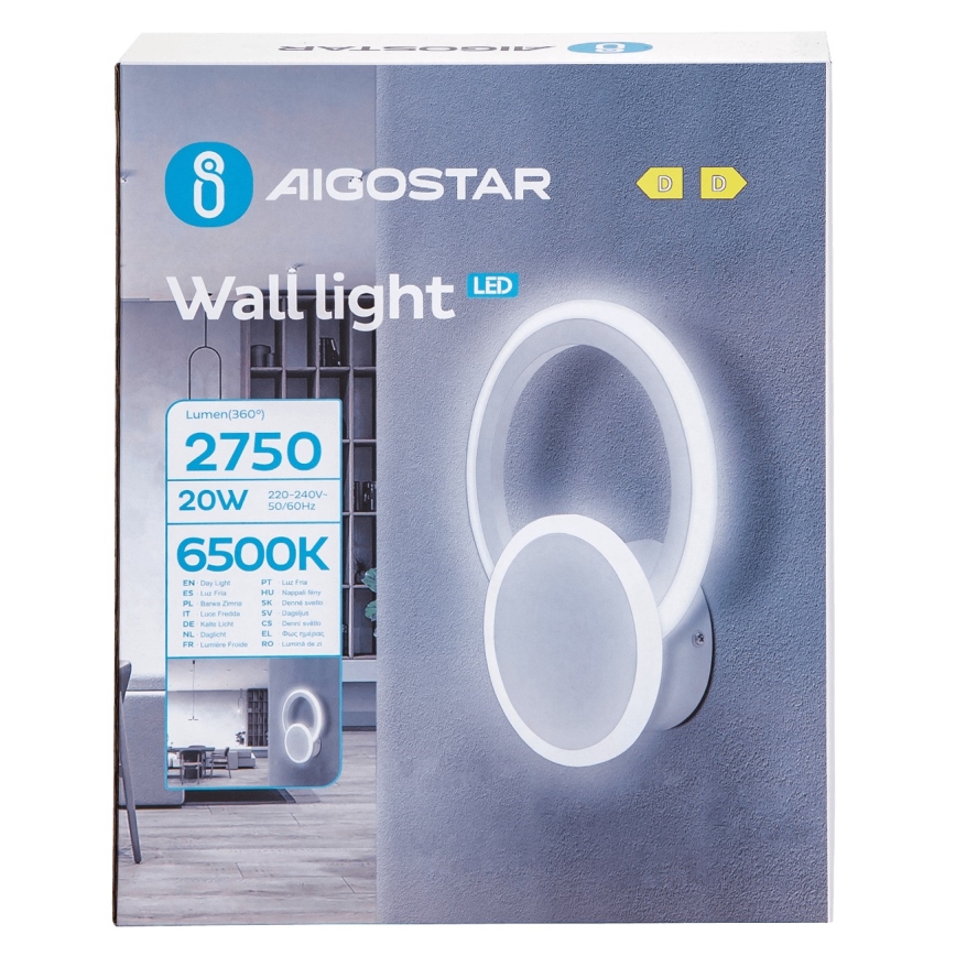 Aigostar - LED Nástenné svietidlo LED/20W/230V 6500K biela