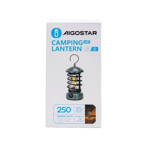 Aigostar - LED Stmievateľná kempingová baterka LED/3xAA zelená 18 cm
