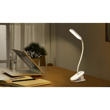 Aigostar - LED Stmievateľná nabíjacia stolná lampa s klipom LED/2,5W/5V 1200mAh biela