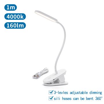 Aigostar - LED Stmievateľná nabíjacia stolná lampa s klipom LED/2,5W/5V 1200mAh biela