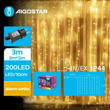 Aigostar - LED Vonkajšia vianočná reťaz 200xLED/8 funkcií 5x2m IP44 teplá biela