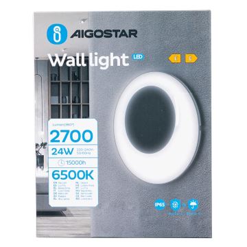 Aigostar - LED Vonkajšie nástenné svietidlo LED/24W/230V 6500K IP65 čierna