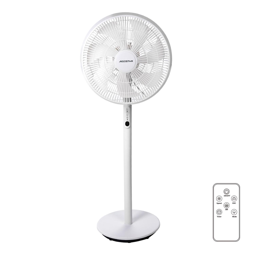 Aigostar - Stojanový ventilátor 45W/230V biela + diaľkové ovládanie