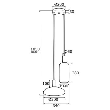 Argon 0896 - Luster na lanku SAGUNTO 2xE27/15W/230V mosadz