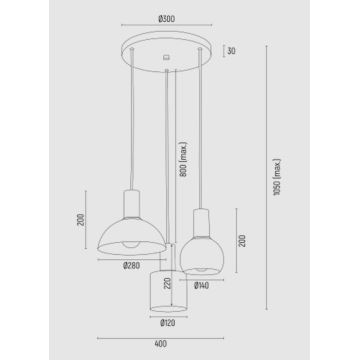 Argon 1470 - Luster na lanku SINES 3xE27/15W/230V zelená