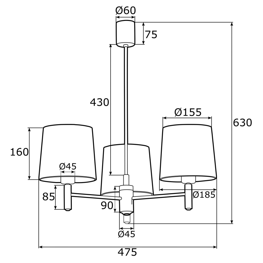 Argon 1484 - Luster na tyči PONTE 3xE27/15W/230V modrá/mosadz