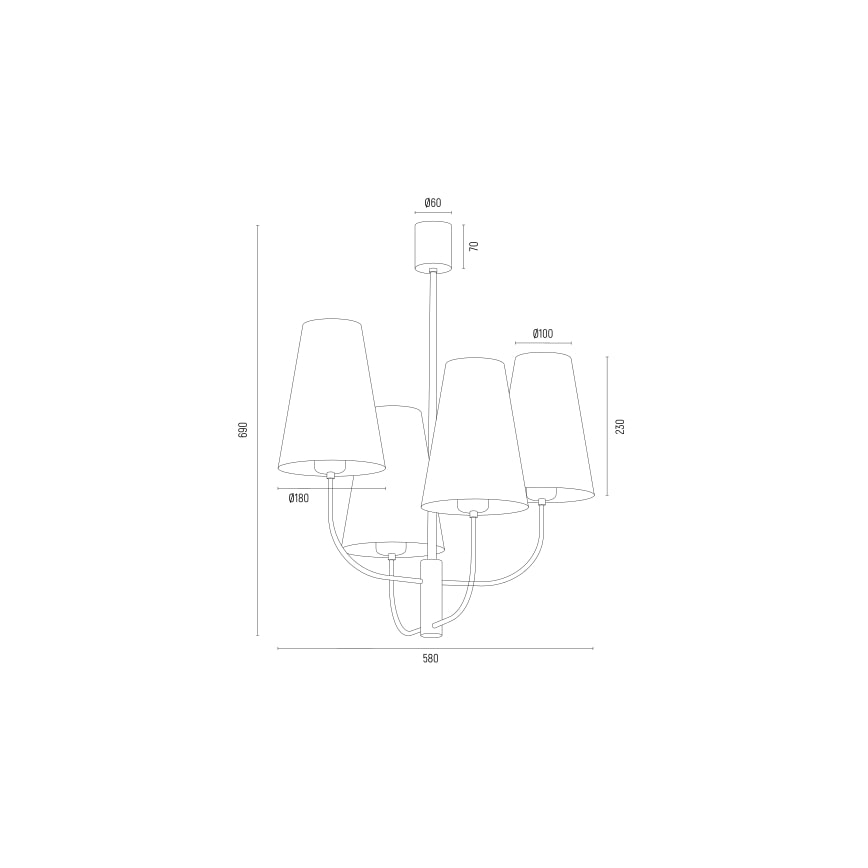 Argon 1821 - Luster na tyči SAFIANO 4xE27/15W/230V zlatá