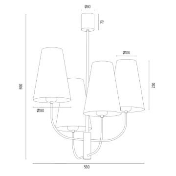 Argon 1827 - Luster na tyči SAFIANO 4xE27/15W/230V vínová