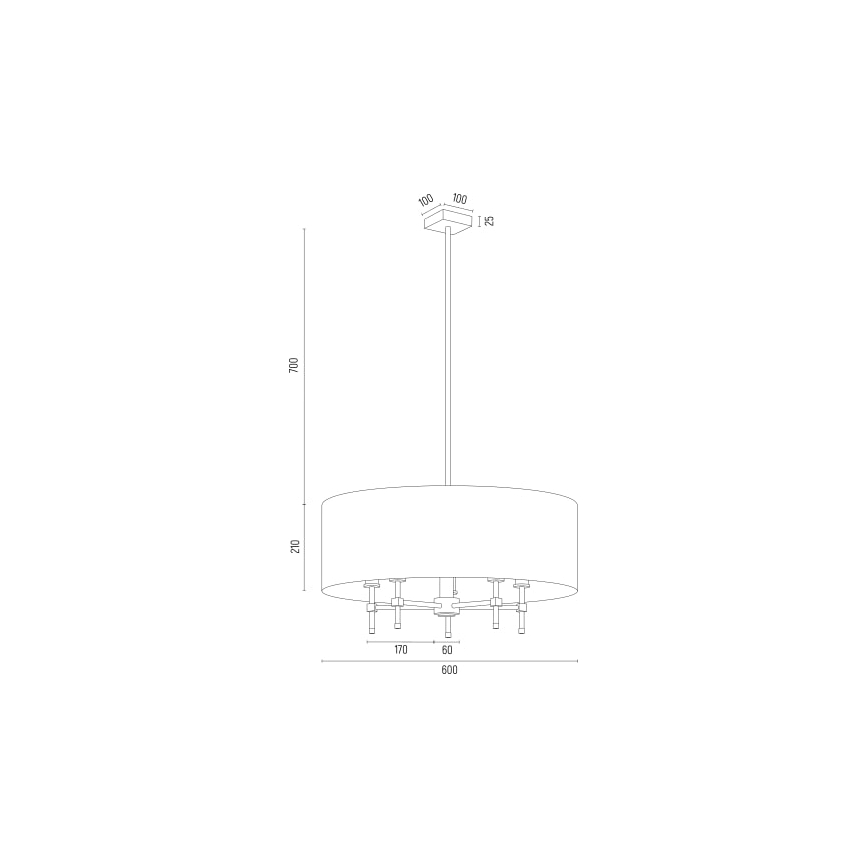 Argon 2146 - Luster na tyči ABBANO 5xE14/7W/230V mosadz/zelená