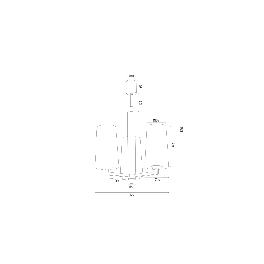 Argon 6143 - Luster na tyči CAMELOT PLUS 3xE27/15W/230V čierna/biela/zlatá