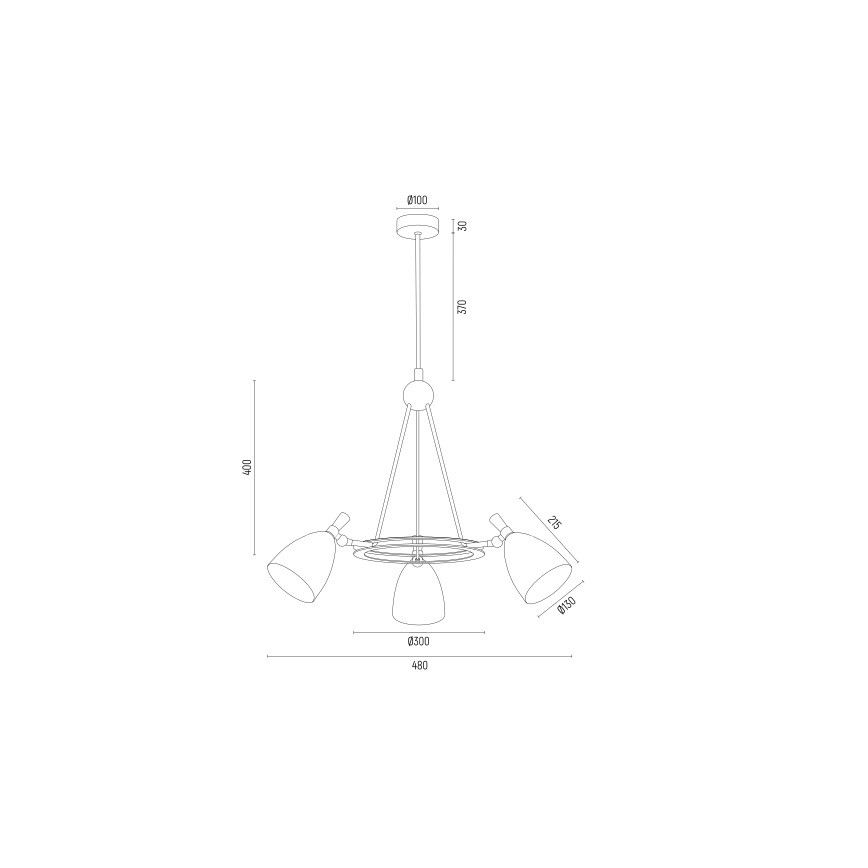 Argon 6148 - Luster na tyči CHARLOTTE 3xE27/15W/230V biela/zlatá