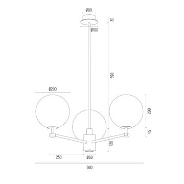 Argon 6307 - Luster na tyči PALOMA 3xE14/7W/230V zlatá/biela