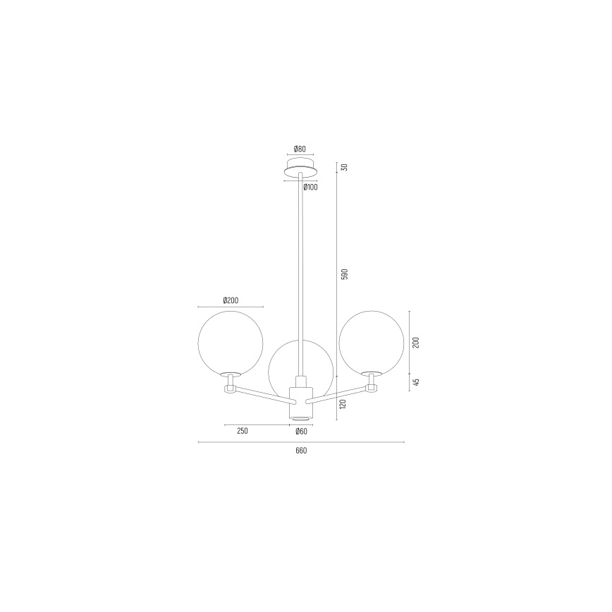 Argon 6307 - Luster na tyči PALOMA 3xE14/7W/230V zlatá/biela