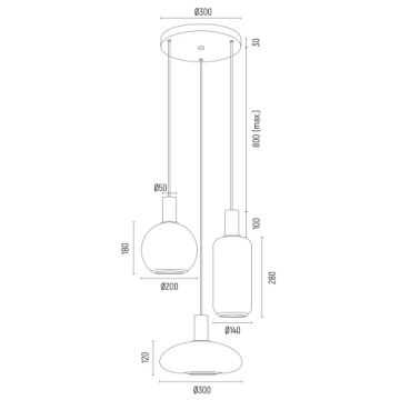 Argon 6323 - Luster na lanku SAGUNTO PLUS 3xE27/15W/230V čierna