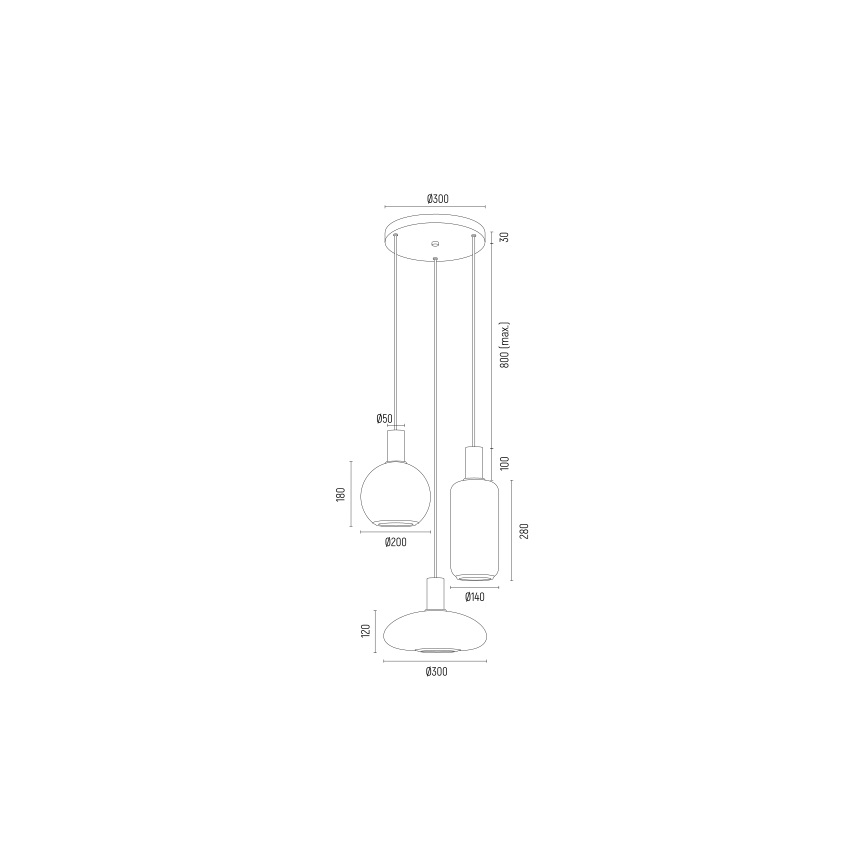 Argon 6323 - Luster na lanku SAGUNTO PLUS 3xE27/15W/230V čierna