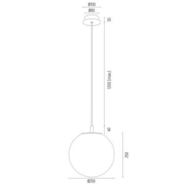 Argon 8507 - Luster na lanku PALOMA 1xE27/15W/230V pr. 25 cm zlatá/biela