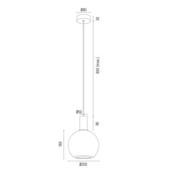 Argon 8564 - Luster na lanku SAGUNTO PLUS 1xE27/15W/230V pr. 20 cm čierna