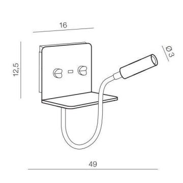 Azzardo AZ4417 - LED Flexibilná lampička s poličkou VERA 1xLED/5W/230V + 1xLED/6W biela