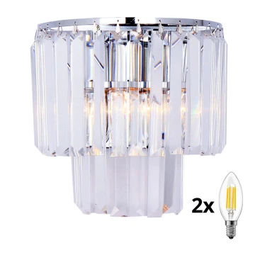 Brilagi - LED Krištáľové nástenné svietidlo MOZART 2xE14/40W/230V lesklý chróm