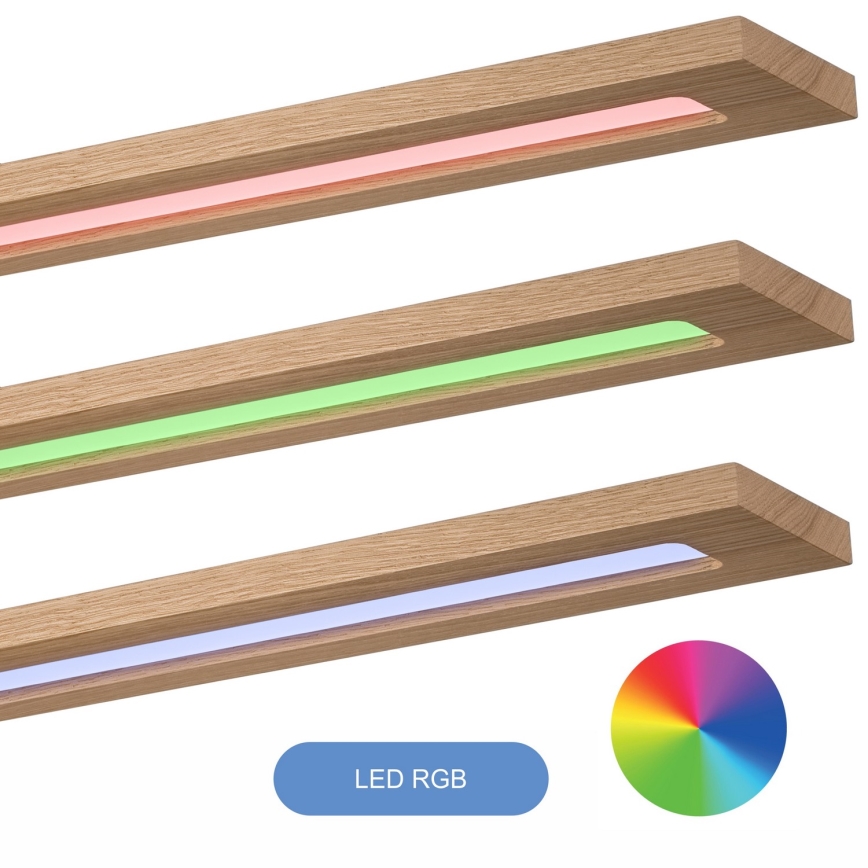 Brilagi - LED RGBW Stmievateľný panel WOODY FRAME LED/34W/230V 2700-6500K dub + diaľkové ovládanie