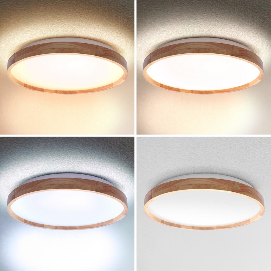 Brilagi - LED Stmievateľné stropné svietidlo ALSON LED/48W/230V 3000-6500K dub pr. 39,5 cm + diaľkové ovládanie