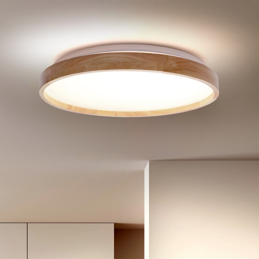 Brilagi - LED Stmievateľné stropné svietidlo ALSON LED/48W/230V 3000-6500K dub pr. 39,5 cm + diaľkové ovládanie