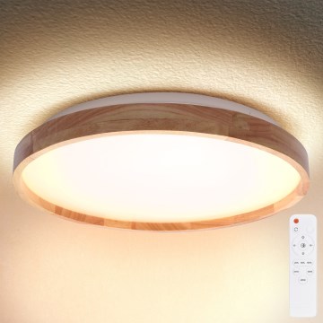 Brilagi - LED Stmievateľné stropné svietidlo ALSON LED/48W/230V 3000-6500K dub pr. 39,5 cm + diaľkové ovládanie