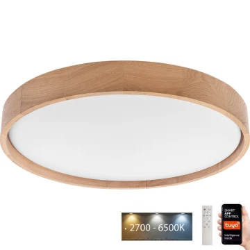 Brilagi - LED Stmievateľné stropné svietidlo MANAROLA SMART LED/36W/230V 2700-6500K dub pr. 51 cm Wi-Fi + diaľkové ovládanie Tuya