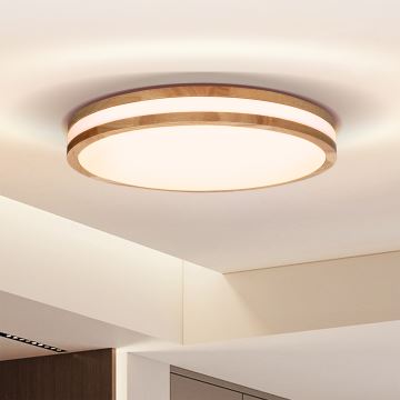 Brilagi - LED Stmievateľné stropné svietidlo MOLINA LED/48W/230V 3000-6500K dub pr. 38 cm + diaľkové ovládanie