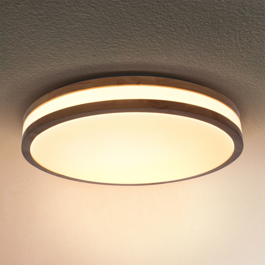 Brilagi - LED Stmievateľné stropné svietidlo MOLINA LED/48W/230V 3000-6500K dub pr. 38 cm + diaľkové ovládanie