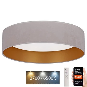 Brilagi - LED Stmievateľné stropné svietidlo VELVET SMART LED/24W/230V pr. 45 cm 2700-6500K Wi-Fi Tuya krémová/zlatá + diaľkové ovládanie