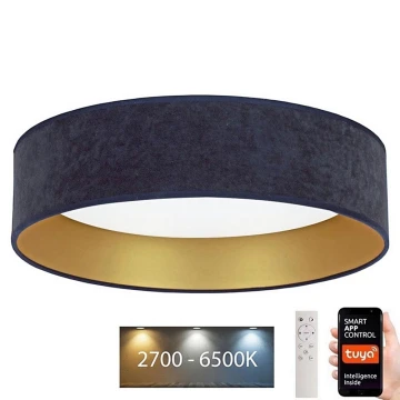 Brilagi - LED Stmievateľné stropné svietidlo VELVET SMART LED/24W/230V pr. 45 cm 2700-6500K Wi-Fi Tuya modrá/zlatá + diaľkové ovládanie