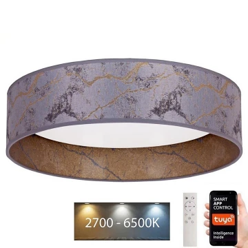 Brilagi - LED Stmievateľné stropné svietidlo VELVET SMART LED/24W/230V pr. 45 cm 2700-6500K Wi-Fi Tuya šedá/zlatá + diaľkové ovládanie