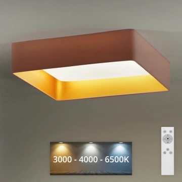 Brilagi - LED Stmievateľné stropné svietidlo VELVET SQUARE LED/24W/230V 3000/4000/6500K + diaľkové ovládanie ružová