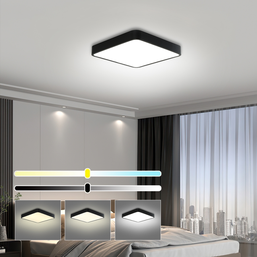 Brilagi - LED Stmievateľné stropné svietidlo POOL LED/36W/230V 3000-6000K 40x40 cm čierna + diaľkové ovládanie
