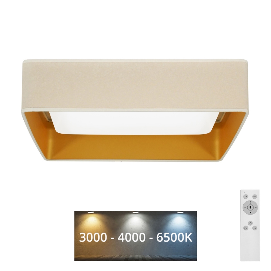 Brilagi - LED Stmievateľné stropné svietidlo VELVET SQUARE LED/24W/230V 3000/4000/6500K + diaľkové ovládanie krémová