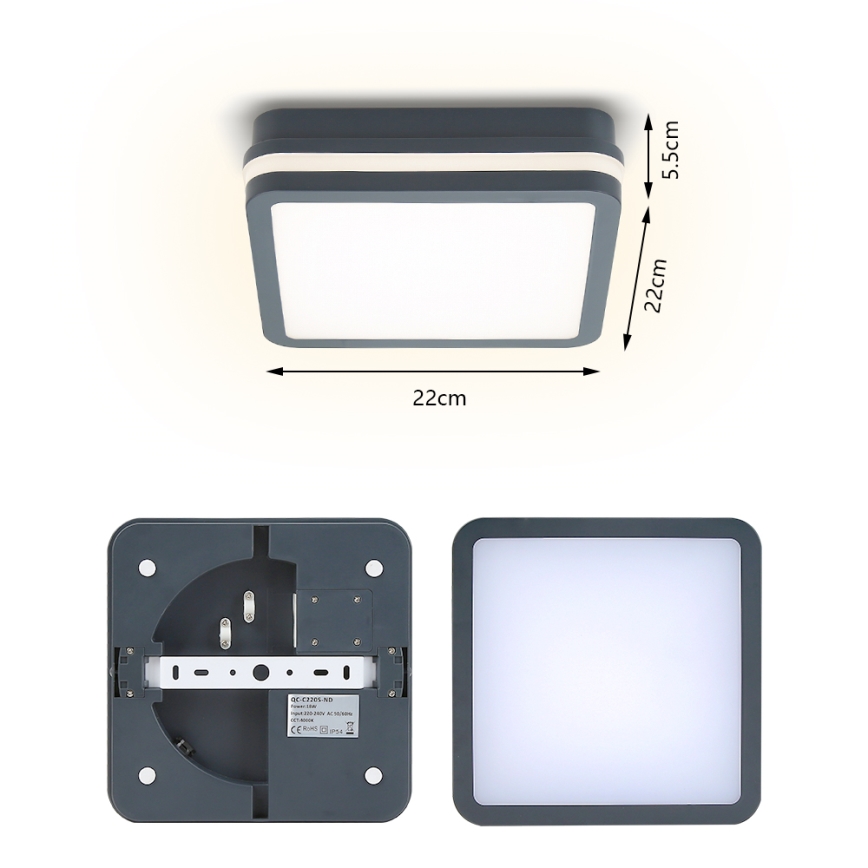 Brilagi - LED Vonkajšie svietidlo BENE LED/18W/230V 22x22 cm antracit IP54