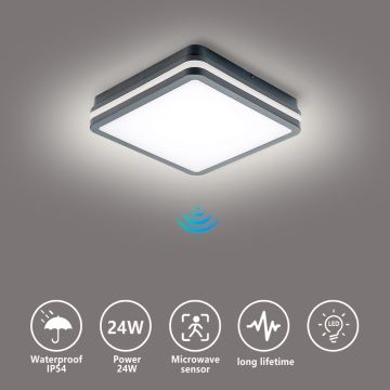 Brilagi - LED Vonkajšie svietidlo so senzorom BENE LED/24W/230V 26x26 cm antracit IP54