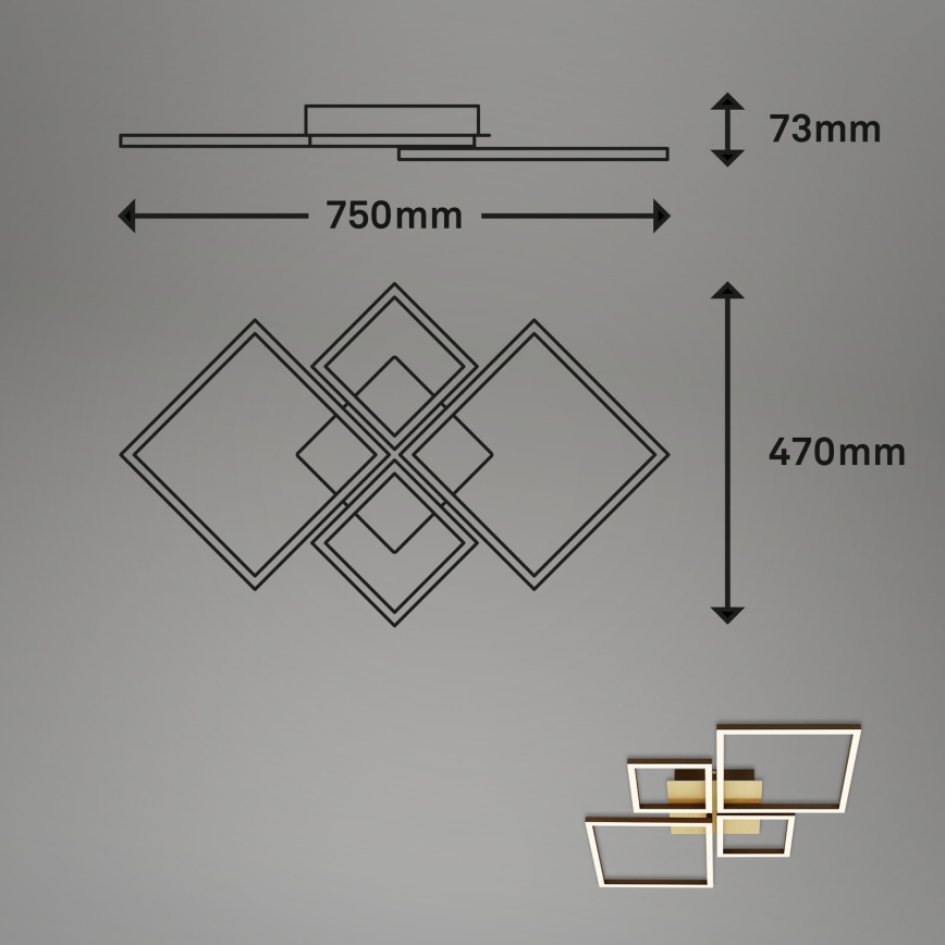 Brilo - LED Stmievateľný prisadený luster FRAME LED/44W/230V