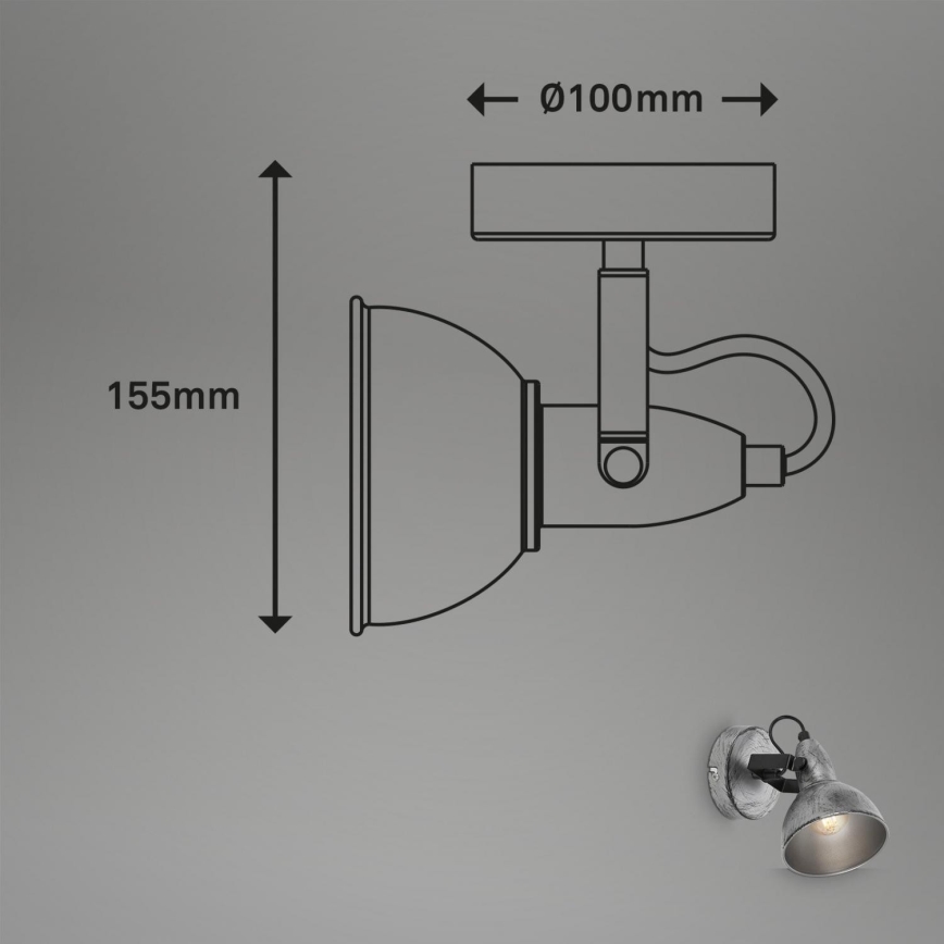 Briloner 2049-014 - Nástenné bodové svietidlo RETRO 1xE14/40W/230V šedá