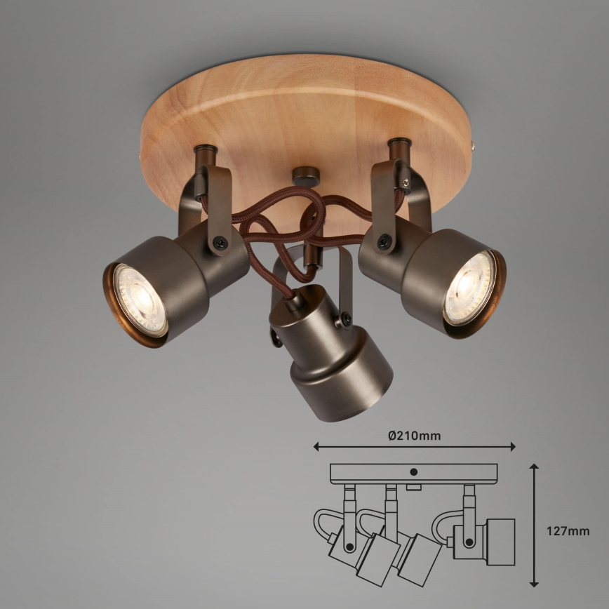 Briloner 2872-035 - LED Bodové svietidlo SPOTLIGHT 3xGU10/5W/230V hnedá