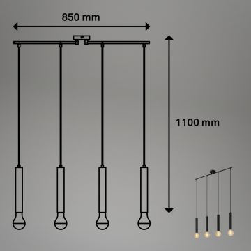 Briloner - Luster na lanku LONGA 4xE27/60W/230V čierna