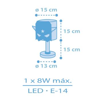 Dalber 61811 - Detská lampička MODRÁ HERO 1xE14/8W/230V