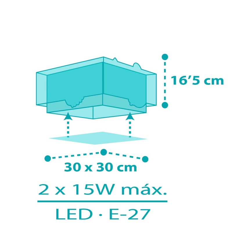 Dalber 63316 - Detské stropné svietidlo HAPPY JUNGLE 2xE27/15W/230V