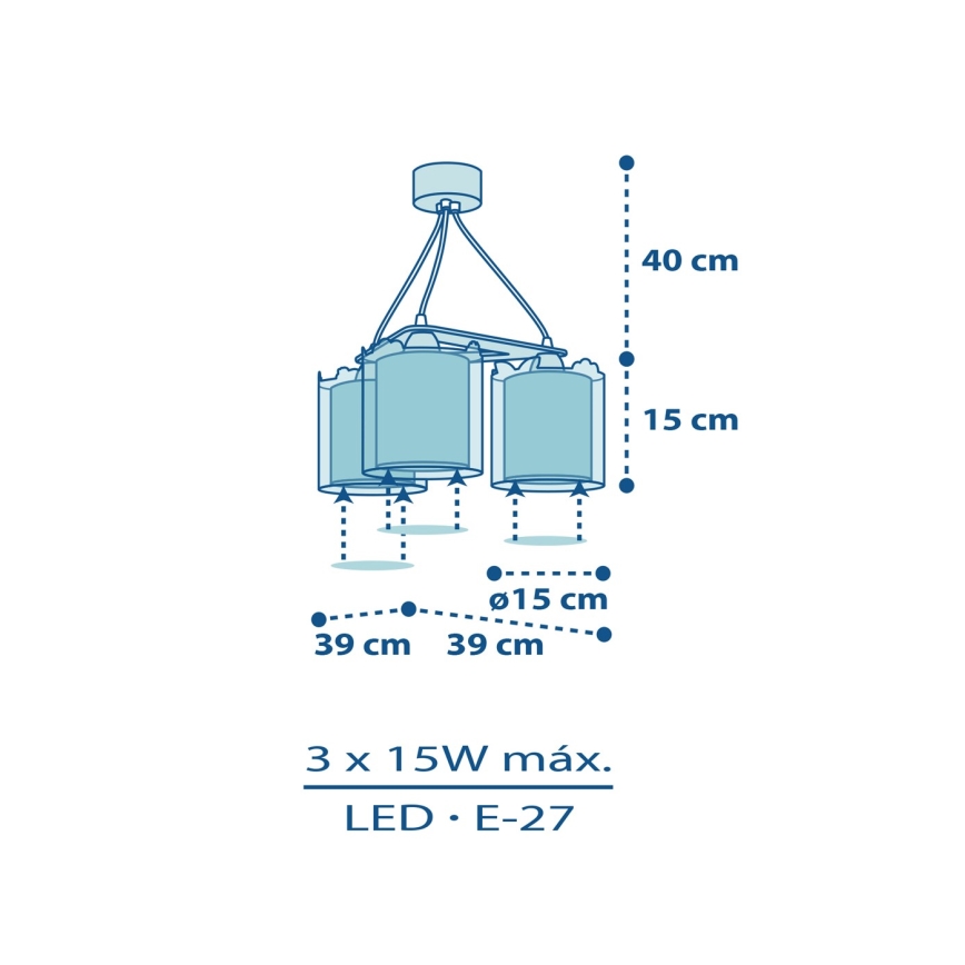 Dalber D-76114 - Detský luster JUNGLE 3xE27/15W/230V